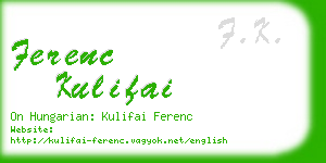 ferenc kulifai business card